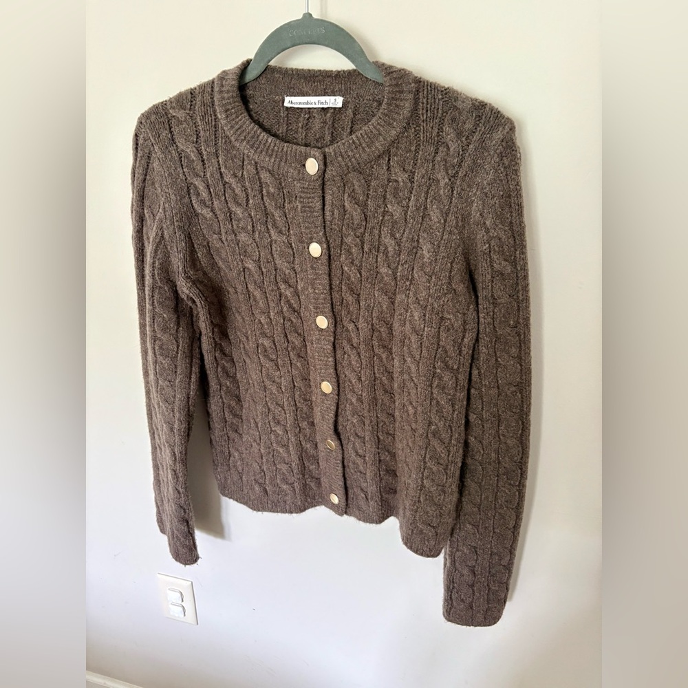 Abercrombie & Fitch Taupe Cable Knit Cardigan